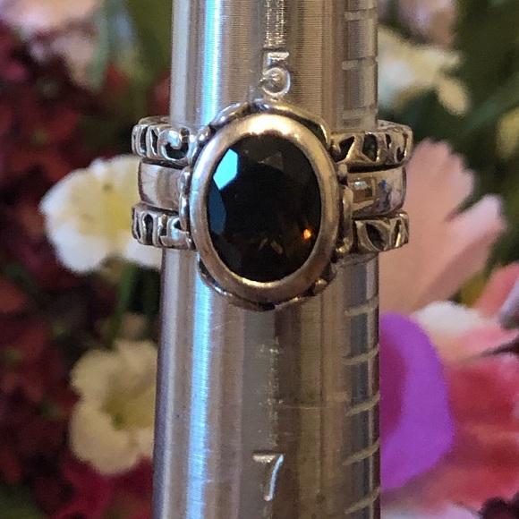 Vintage Silpada Sterling Silver Smoky Quartz Ring Set R1384 Size 6 - Picture 6 of 16